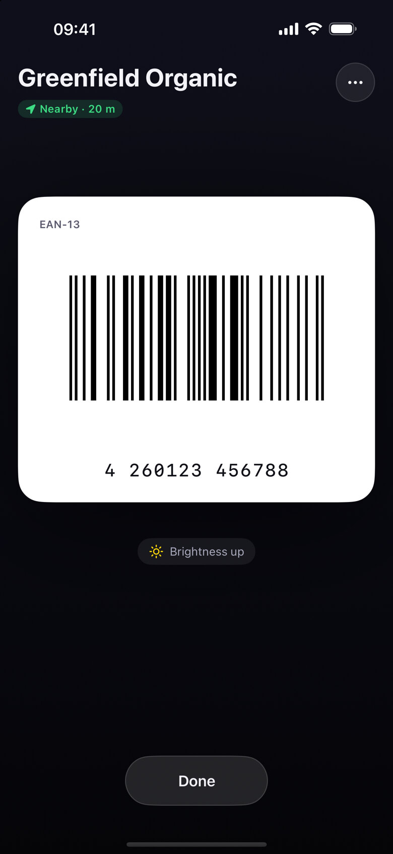 A barcode shown full size, bright and sharp, ready for the scanner